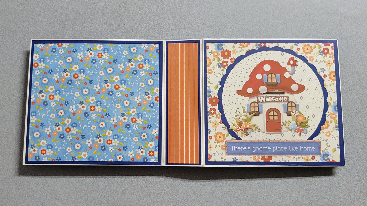 Gnome Place Like Home Scrapbook Album front and back cover.