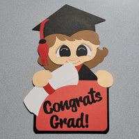 Red Brunette Girl Graduate Money/Gift Card Holder.