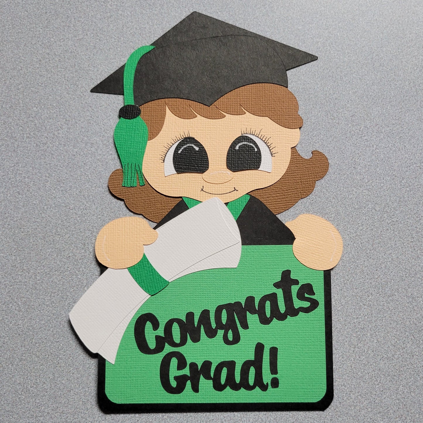 Green Brunette Girl Graduate Money/Gift Card Holder.
