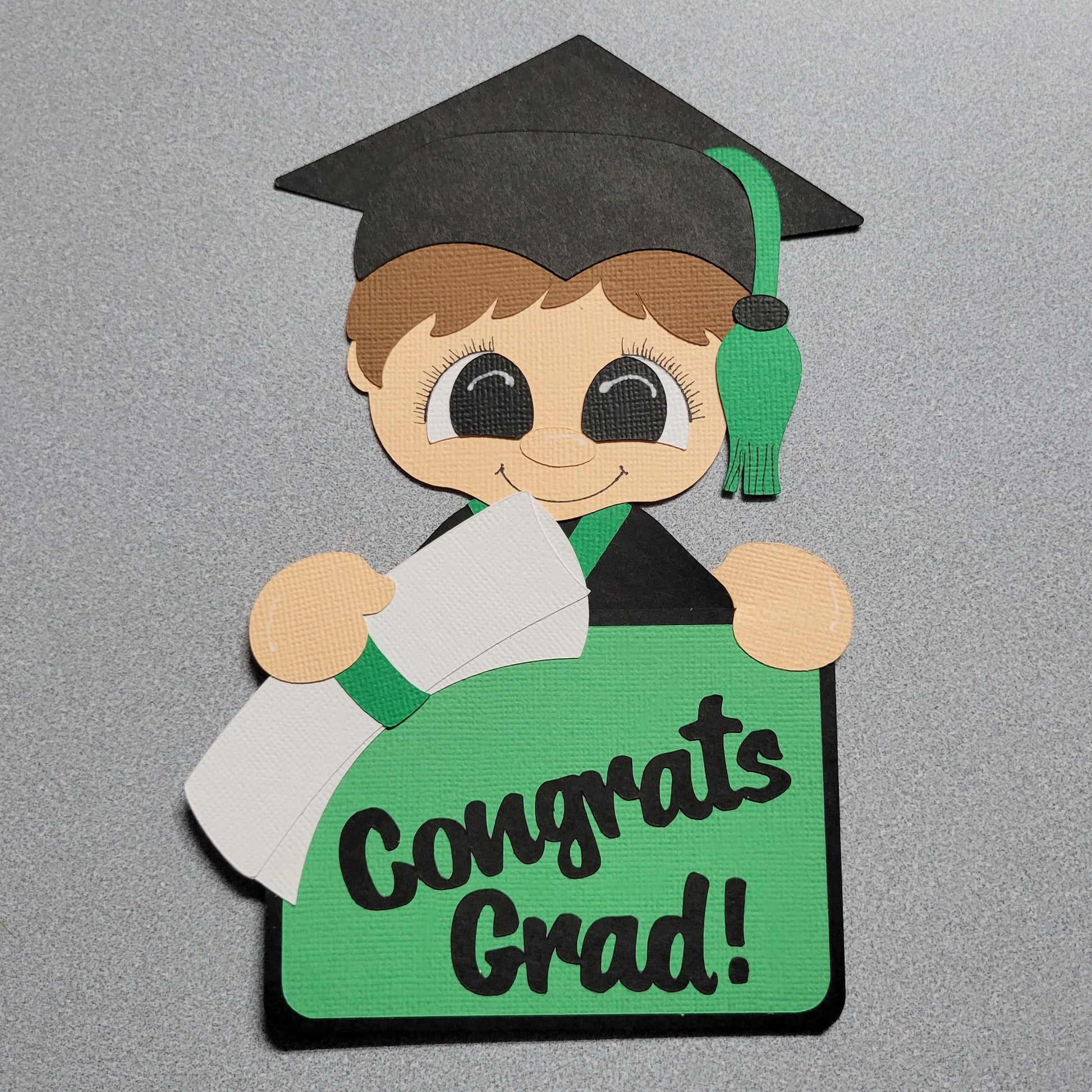 Brunette Green Boy Graduate Money/Gift Card Holder.