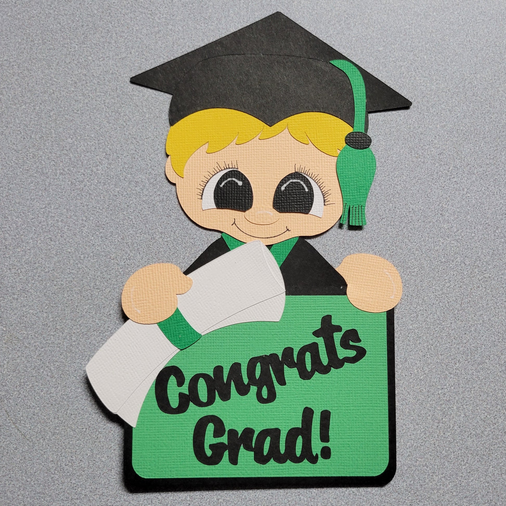 Blonde Green Boy Graduate Money/Gift Card Holder.