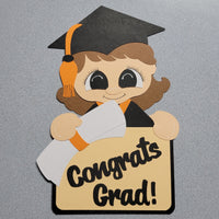 Orange Brunette Girl Graduate Money/Gift Card Holder.