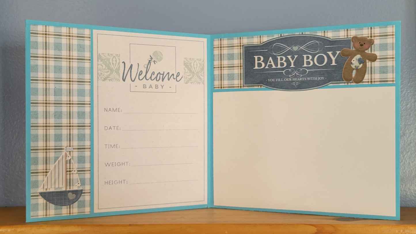 Hello Baby Boy Accordion Album birth pages.