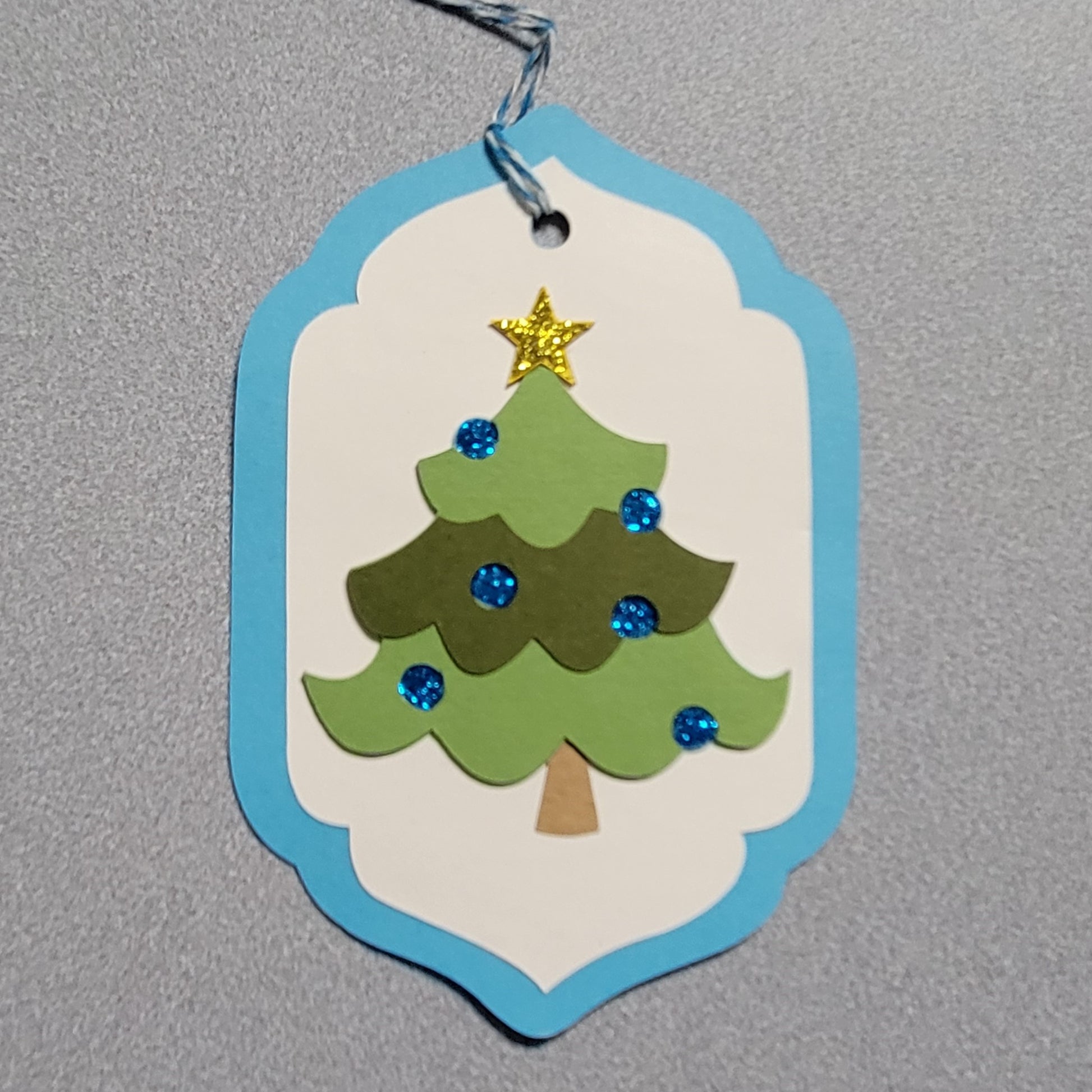 Blue Christmas Tree Gift Tag.