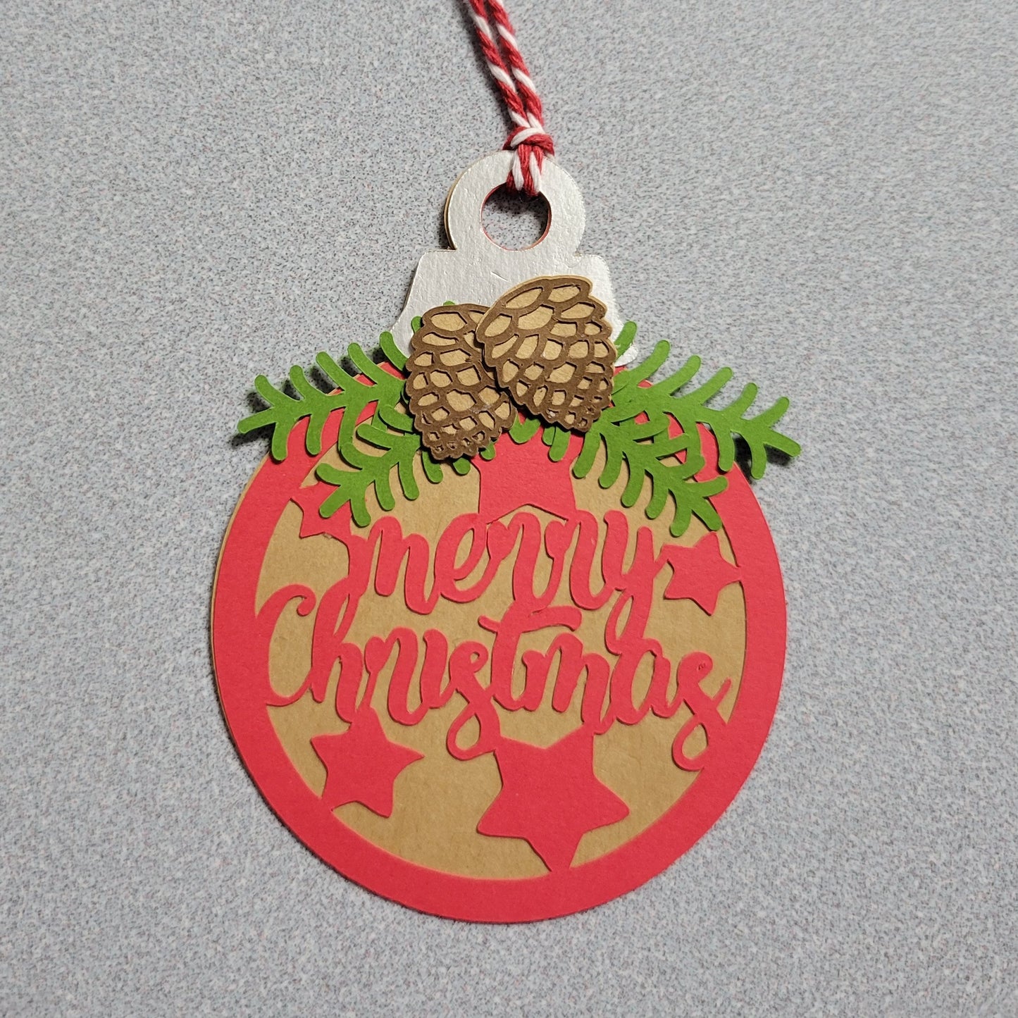 Red Merry Christmas Ornament Gift Tag.