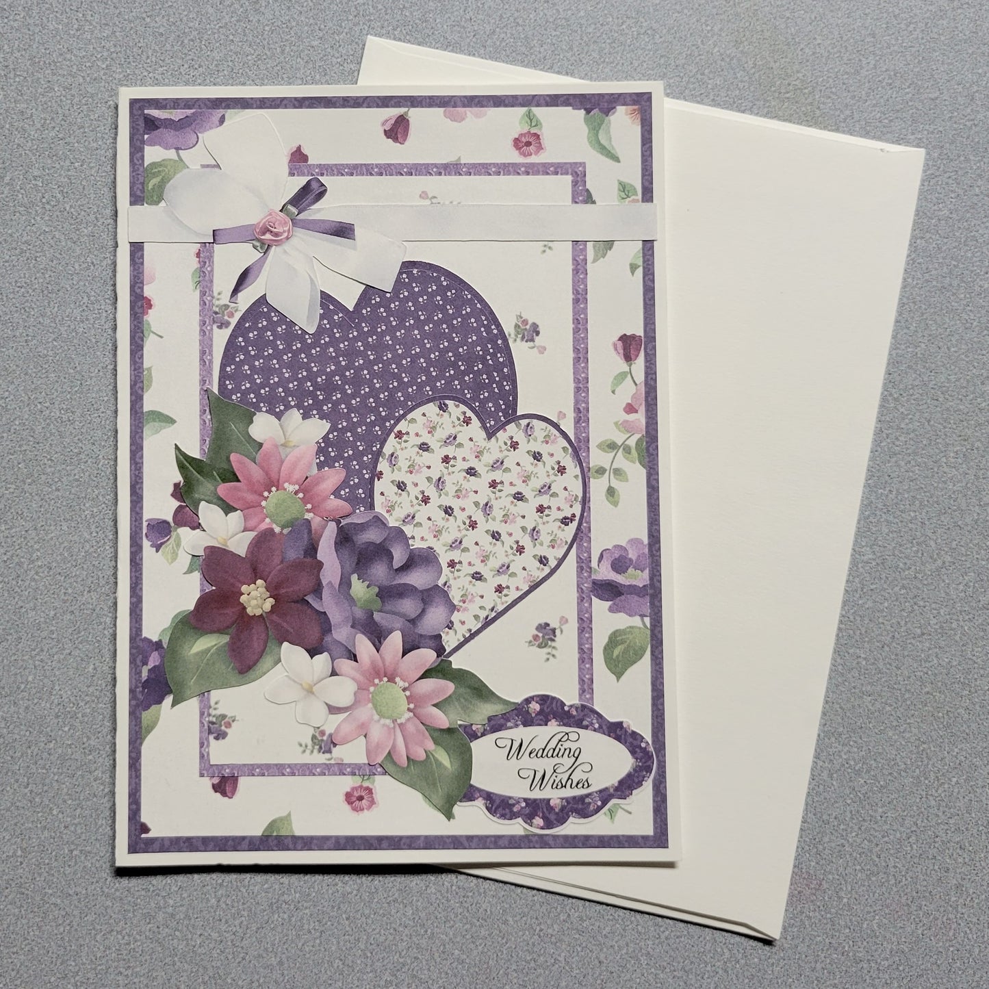 Purple Hearts Wedding Card