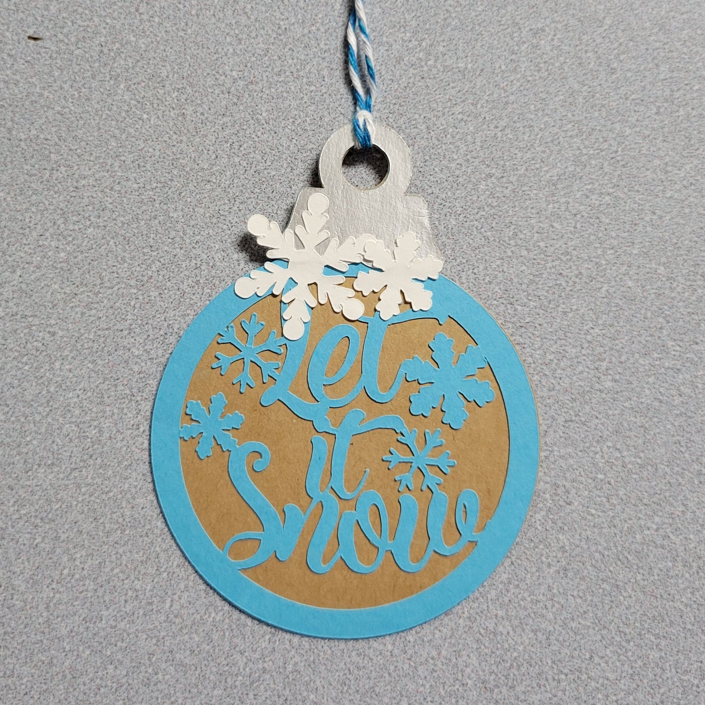 Blue Let It Snow Ornament Gift Tag.