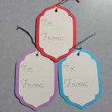 Back side of Christmas Tree gift tag set.